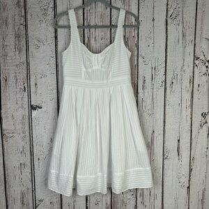 Liz Claiborne 8P Petite‎ White Summer Dress Fit & Flare Lined Lightweight Cotton